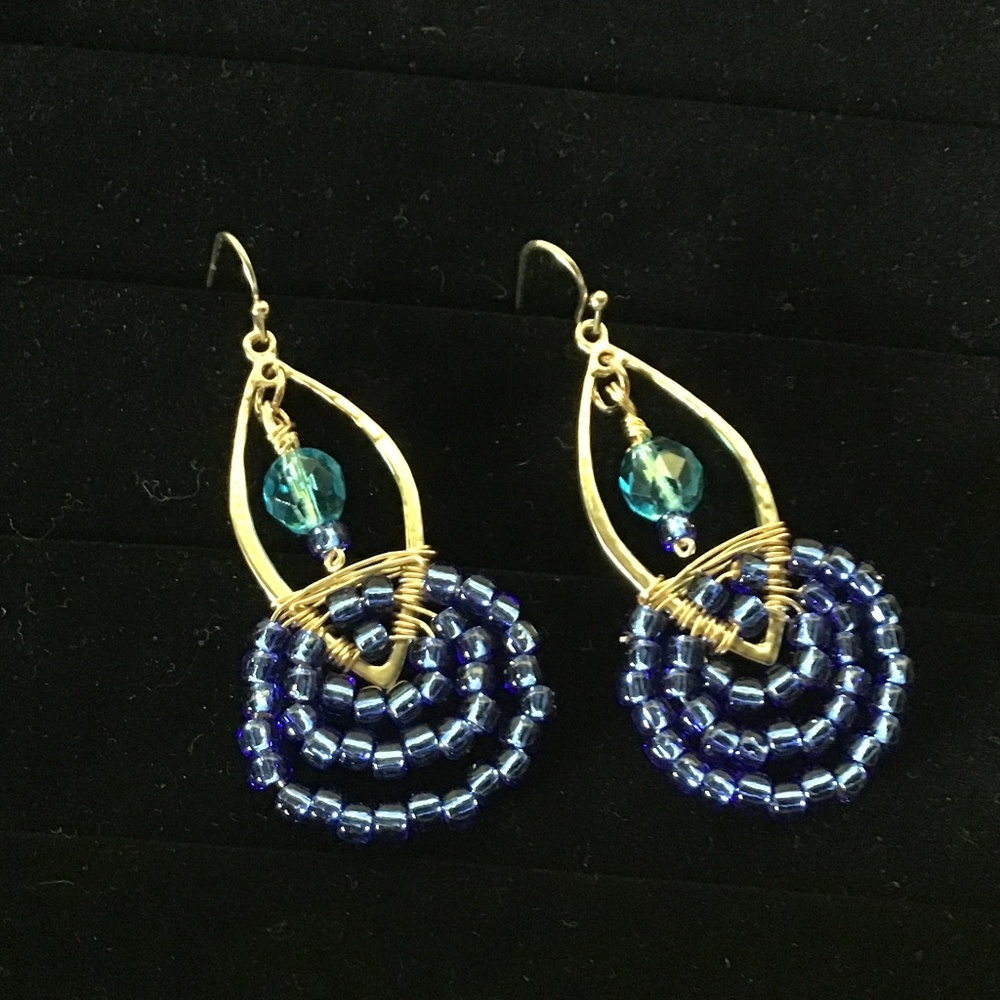 Earrings Artisan Beach Inspired Crystal And Beaded Drops French Hooks